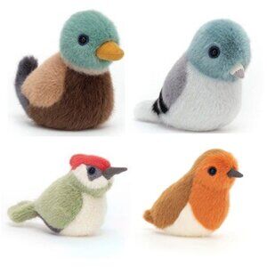 RETIRED Jellycat Birdling Plush Birds Mallard Pigeon Robin Woodpecker Set of 4